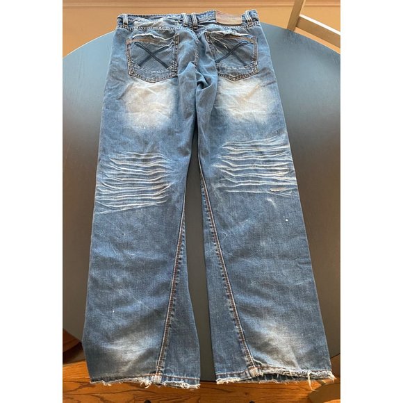 AKOO Brand Jeans Men 36x 32 Distressed Destroyed Paint Denim Streetwear Hip-Hop - Picture 8 of 16